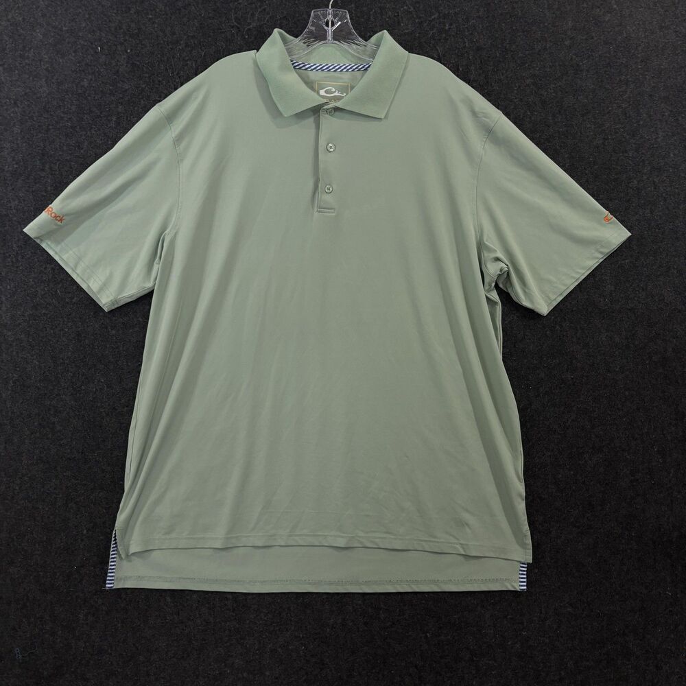 Drake Performance Polo Shirt Men's XXL Sage Green Stretch Logo Casual Golf